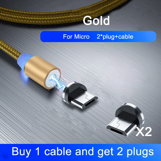OKZ 2M Magnetic Cable Micro USB Type C Charger For Android Phones Fast Charging Magnet Charge Cord For iPhone 12 11 Pro XS Max For Micro Gold
