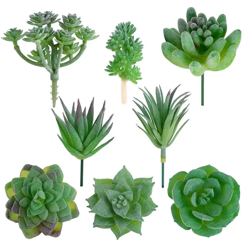 Artificial Succulents Green Flocking Plant Bonsai Desktop Fake Plants Valentine Day Christmas Wedding Decoration Plante