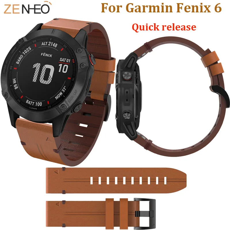 Кожаный ремешок для часов Garmin Fenix 6 pro 5/5 Plus быстросъемный сменный Браслет 22 мм