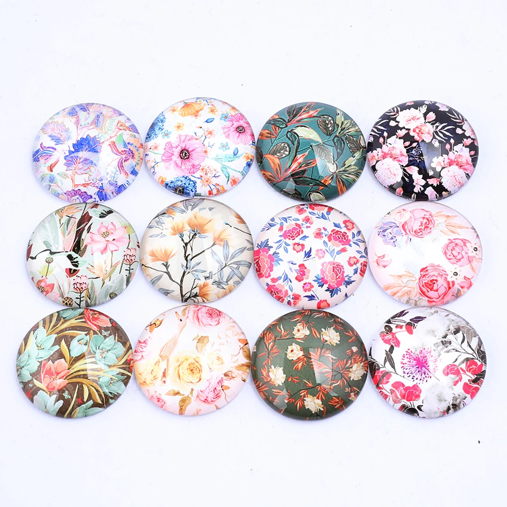 

onwear mixed flower pattern photo glass cabochon round 12mm 14mm 18mm 20mm 25mm 30mm diy for jewelry making