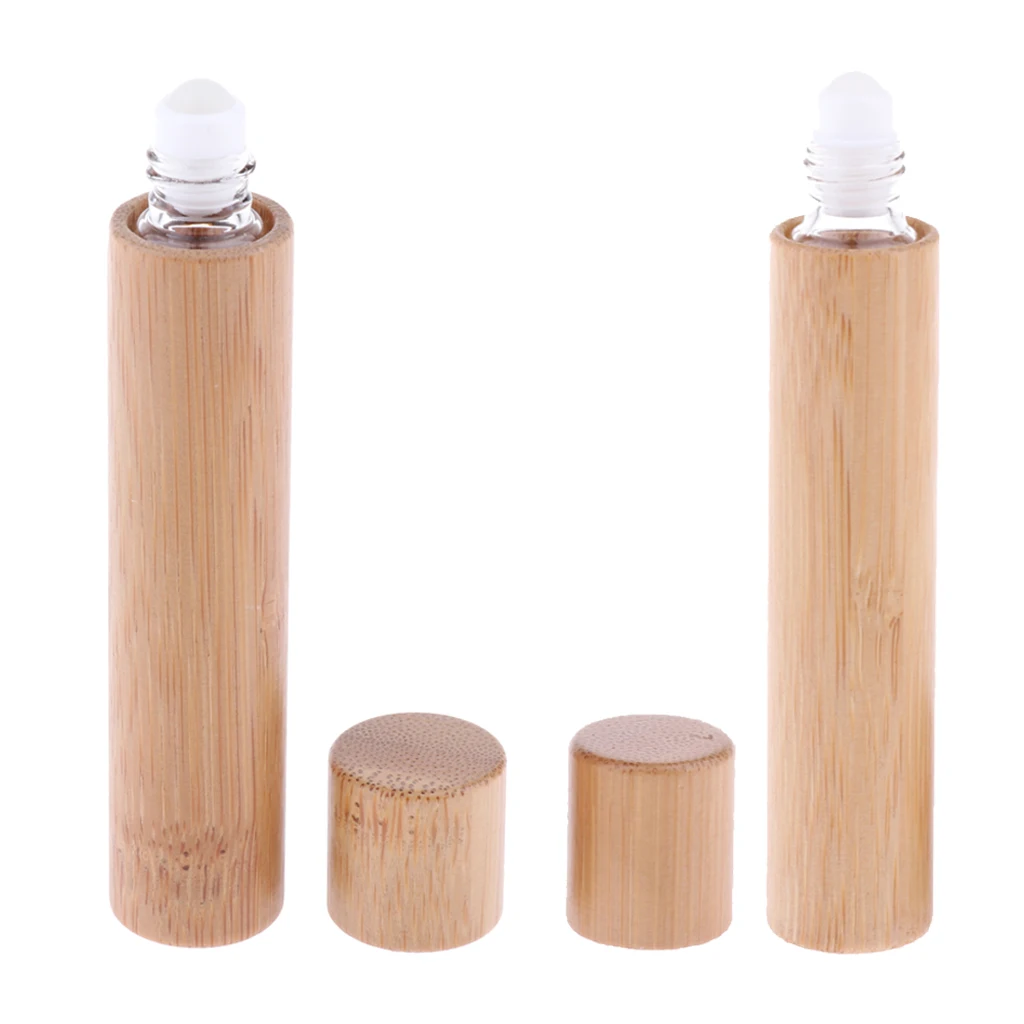1Piece 10 ml /15ml Natural Bamboo Refillable Empty Essential Oils Makeup Roll-on Bottle Travel Sample Bottle 