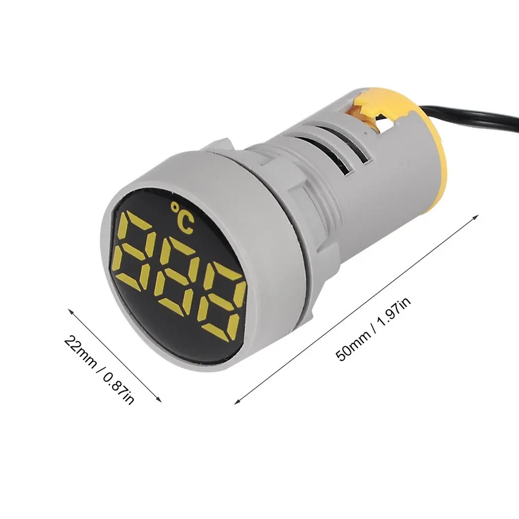 ST16C 22 мм круглый светодиодный термометр с цифровым дисплеем Измеритель Температуры Тестер индикатор сигнала света-20-120 celsiusскидка