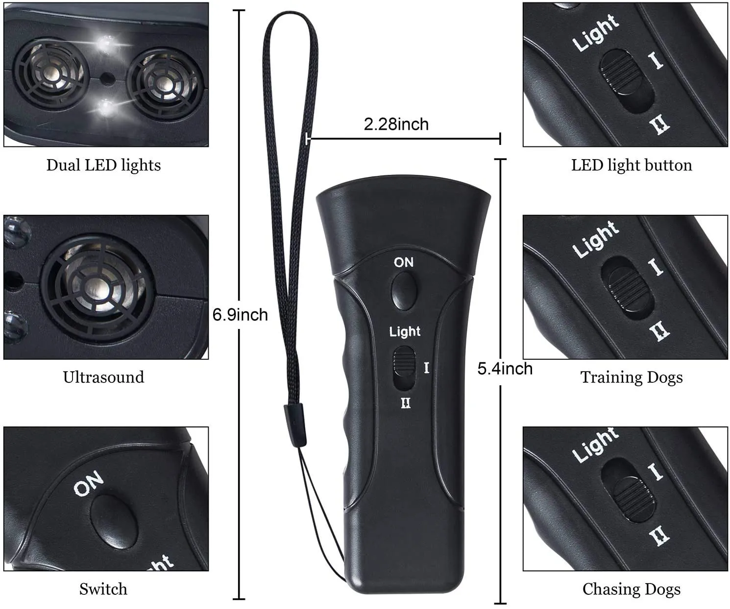 Pet Dog LED Ultrasonic Repellers Anti Barking Stop Bark Trainings 3 In 1 Anti Barking Ultrasonic Device Trainers Without Battery