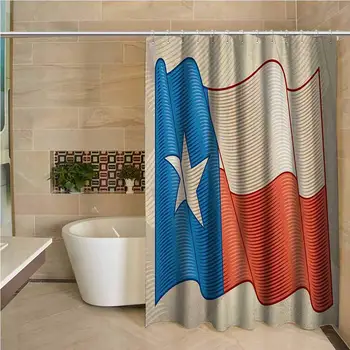 

Texas Star Professional Shower Curtain Flapping Texan Flag Lone Star Pattern with Retro Effect Americana Decorative Bathroom