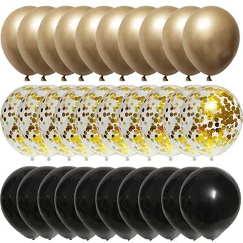 

30Pcs Gold and Black Birthday Confetti Balloons Birthday Decorations Party Adult Ballons Wedding Baby Shower Anniversary Globos