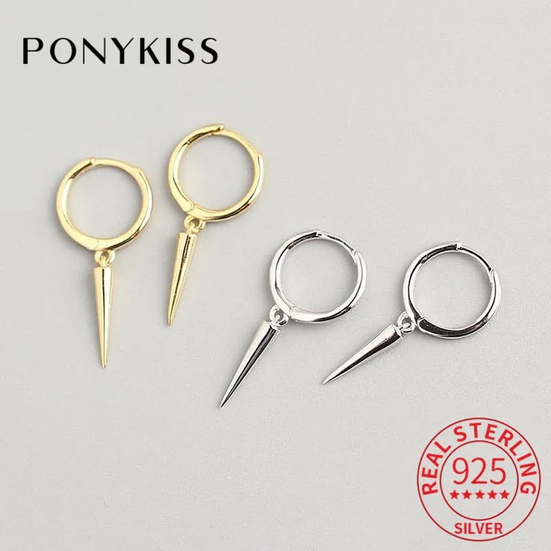 Серьги-кольца PONYKISS из стерлингового серебра 100% пробы с заклепками в виде конусов