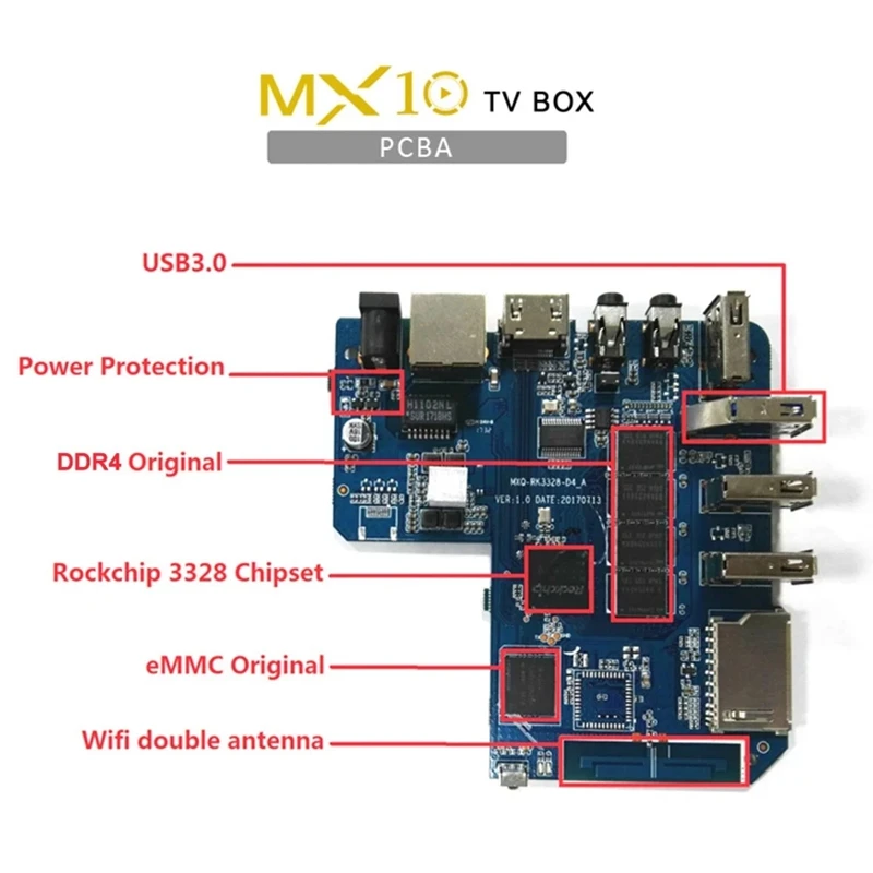 Mx10 Android 8,1 Tv Box 4 ГБ/32 ГБ 4 к поддерживается Rk3328/Vp9/H.265/Hdr10/Usb3.0/Dlna/Miracast/Wifi/Lan(ЕС Plug