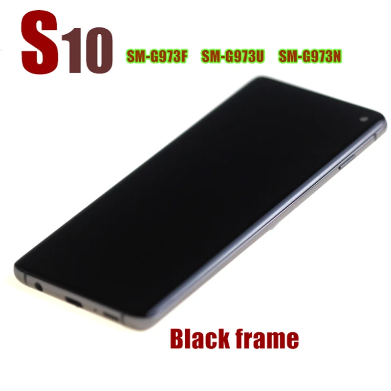 Динамический AMOLED S10 lcd для SAMSUNG Galaxy S10 G973F g973сенсорный экран дигитайзер сборка - Цвет: S10 Black Frame