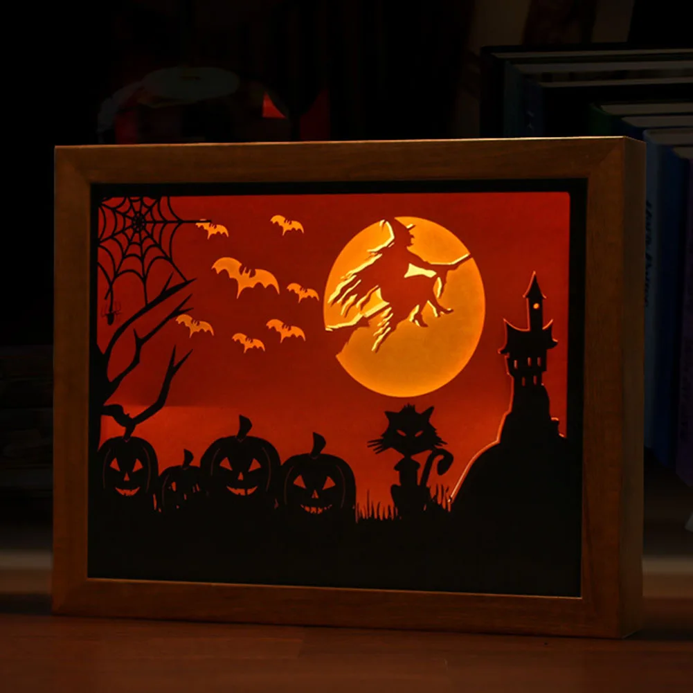 Хэллоуин мода 3D лампа Papercut резьба USB питание СВЕТОДИОДНЫЙ Ночник декор для спальни