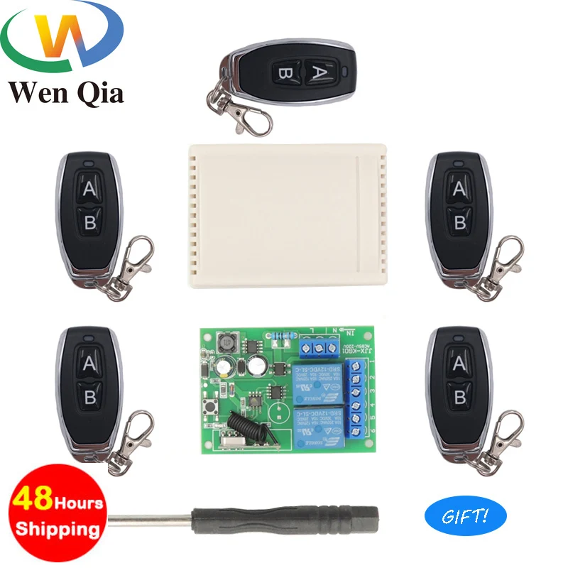 

433Mhz Universal Wireless Remote Control Switch AC 85V ~ 250V 2CH Relay Receiver Module RF Transmitter Motor Lamp Bulb SmartHome