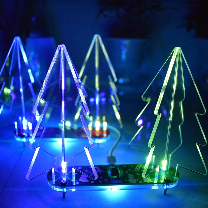 Сделай Сам Полный Цвет изменение 3D светодиодный акриловый Рождественская елка электронный модуль обучения для декорации на рождественскую елку поделки своими руками