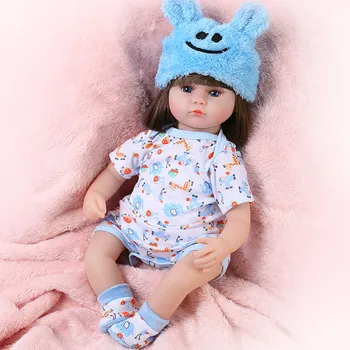 Muñeca Reborn realista de 42CM para niñas, muñeca de juguete bebés recién nacidos de 17 pulgadas, ojos azules