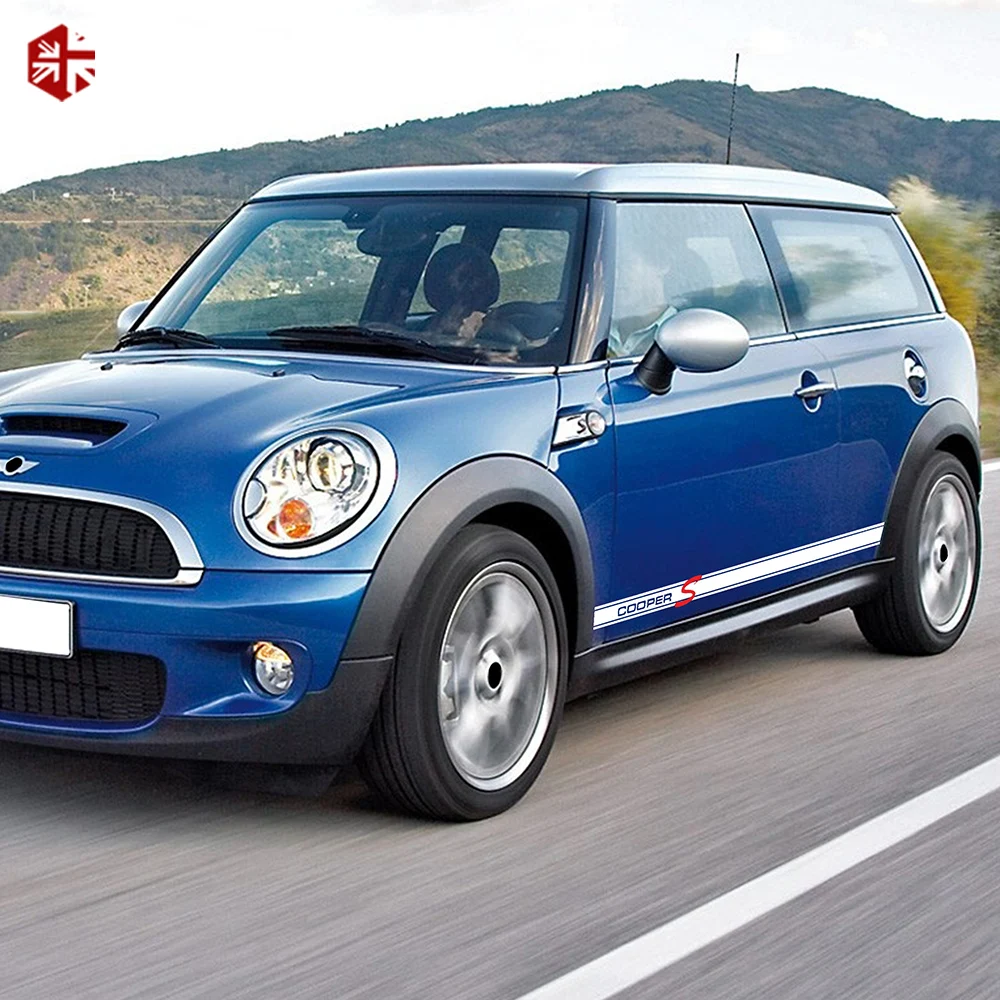 2 Pcs Car Styling Door Side Stripes Skirt Sticker Body Decal For MINI Cooper S R56  Accessories