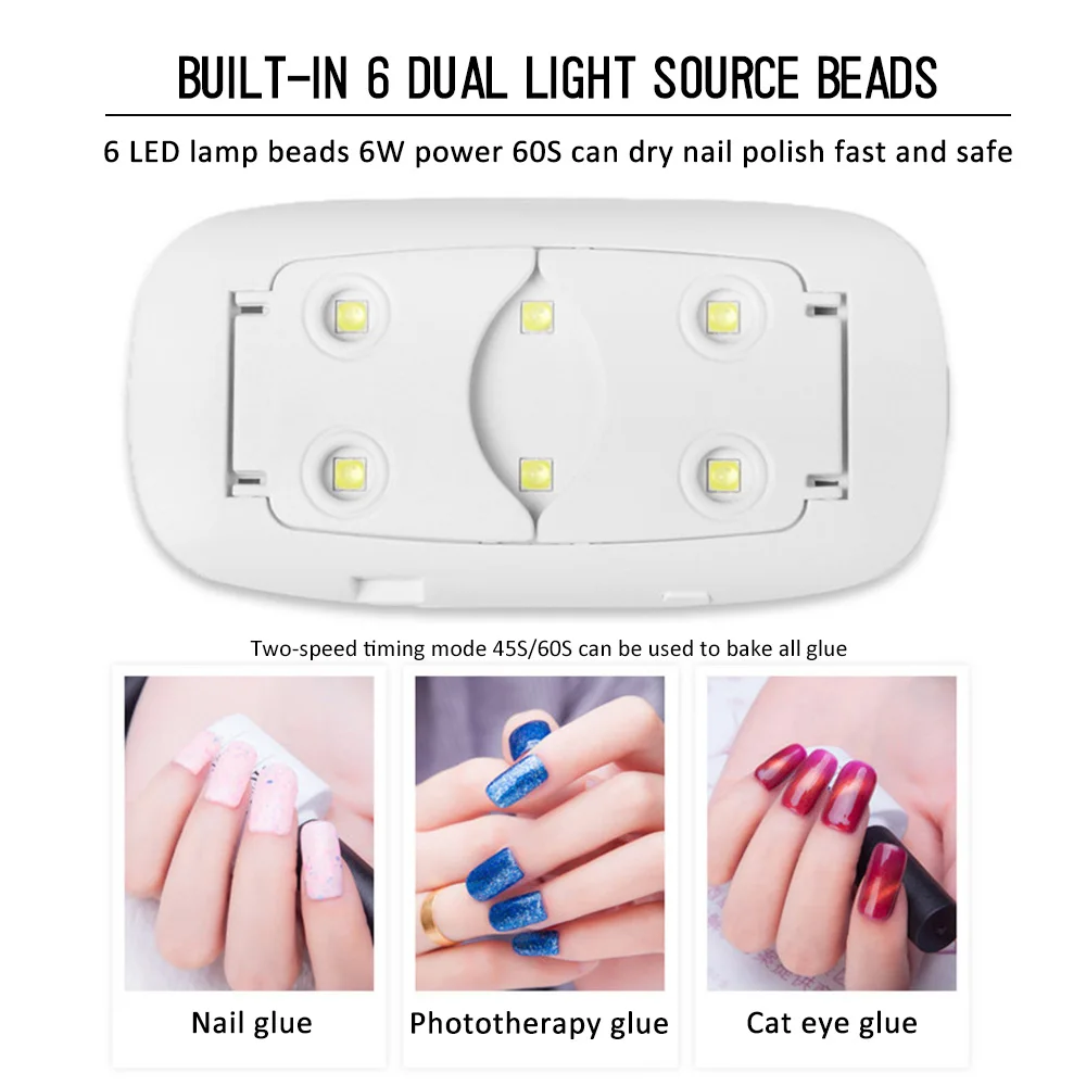 6 Вт мини-лампа для ногтей УФ светодиодная лампа для ногтей портативный гель лак для ногтей легкая маникюрная машина для домашнего использования в путешествиях инструменты для дизайна ногтей