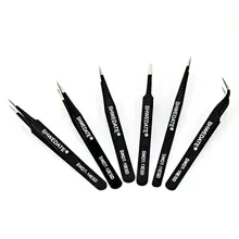 6 шт. из нержавеющей стали изогнутые прямые антистатические прецизионные SWD пинцеты для iPhone iPad инструмент для ремонта мобильных телефонов