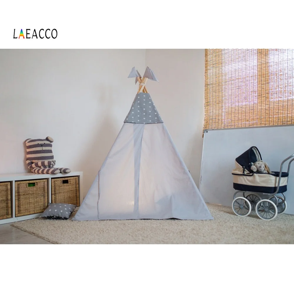 Laeacco серый шик на стену Wigwam Детские игрушки подушка вечерние Портретные комнаты фото фон фотографические фоны для фотостудии