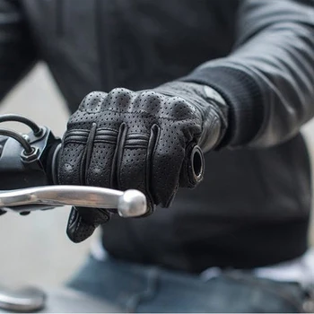 

High Quality Goatskin Men Motorcycle Gloves Genuine Leather Touch Screen Motocross Racing Riding Gloves Dirt Bike Cycling Guante