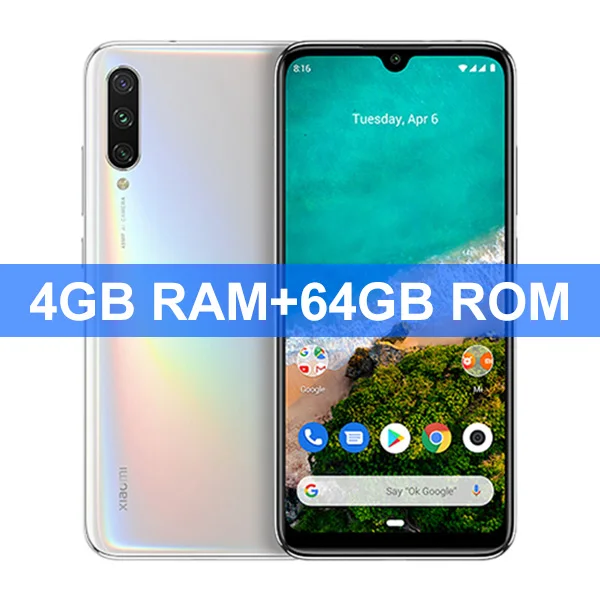 White 4GB 64GB Глобальная версия Xiaomi mi, мобильный телефон A3 mi A3, 4 ГБ, 64 ГБ, Восьмиядерный процессор Snapdragon 665, 6,088 дюймов, 48MP+ 32MP, камера AI, 4030 мА/ч - Цвет: White 4GB 64GB