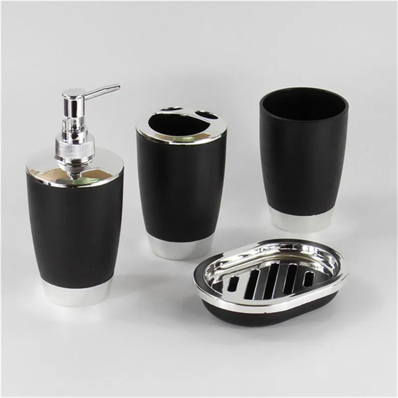 4pcs Bathroom Accessories Set Soap Dispenser Wash Cup Toothbrush Cup Soap Box 