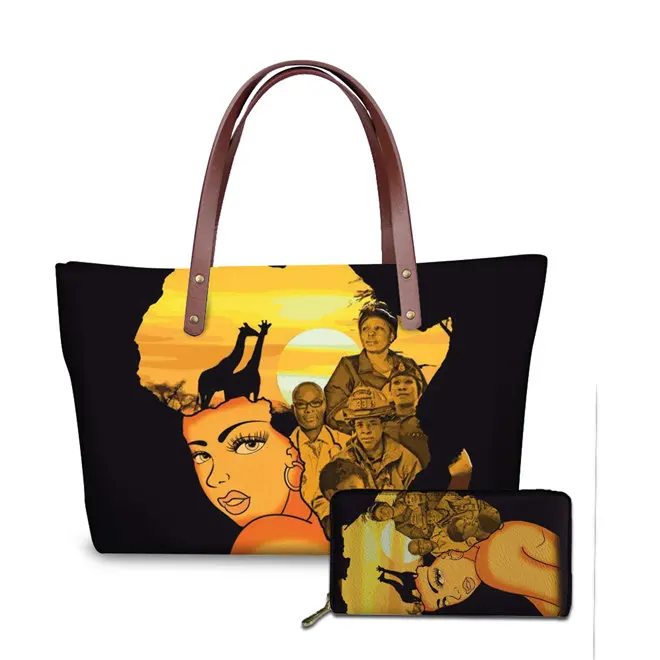 WHEREISART, женские сумки, сумки,, известные бренды, африканская пляжная сумка, Bolsa Feminina, афро черная вместительная сумка для девушек, кожзам, кошелек - Цвет: YQ4189ALZ21