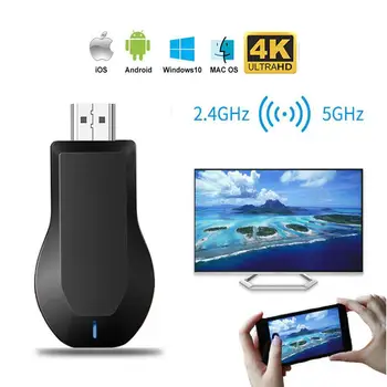 

High Quality HDMI Wireless Display Receiver 2.4 /5G WiFi 4K 1080P Mobile Screen Cast Mirroring Adapter for Miracast Airplay DLNA