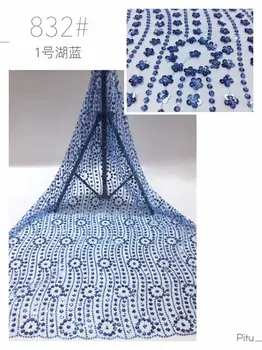 

Graceful wedding/ party dress material French net lace fabric with sequins for lady PAN396(5yards/lot)