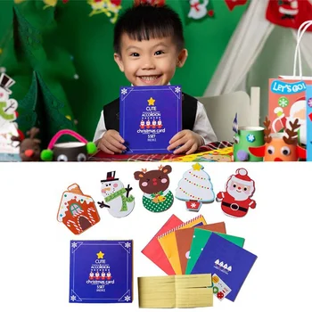 

Mini Santa Claus Merry Christmas Tree Paper Greeting Postcards Wishes Craft DIY Kids Festival Greet Cards Gift Kawaii Stationery