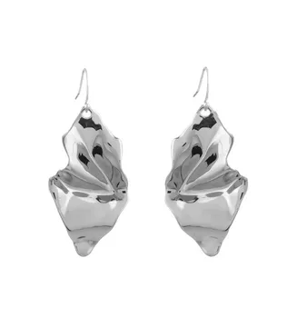 

FG-4 New Punk Slive Big Frosted Leaf Drop Earrings For Women Fashion Statement Boho Long Earrings Indian Jewelry