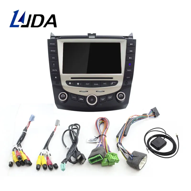 Sale LJDA 7 Inch 2 DIN Android 9.0 Car DVD Player For Honda Accord 2003 2004 2005 2006 2007 Radio Audio WIFI Canbus GPS Navigation BT 4
