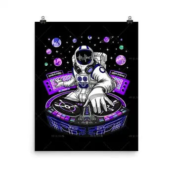 

Canvas Painting Space Astronaut DJ Canvas Poster Psytrance Psychedelic Art Print Techno Music Room Decor Festival Poster Gifts