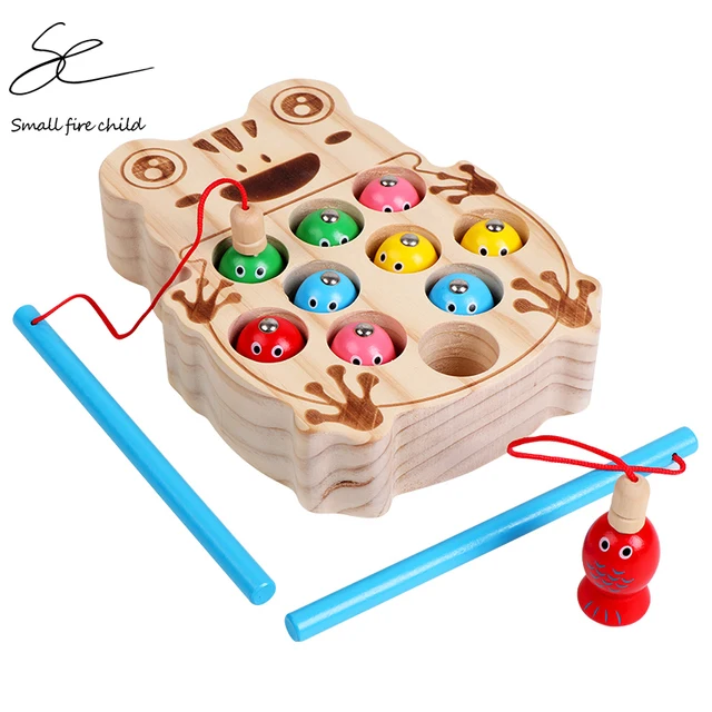  US $10.65  Fishing Toys for Girls Children's Game Wooden Magnetic Fishing Game Early Learning Educational Toys