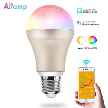 

WiFi Smart LED Light Bulb E27 E26 RGB Warm Cool White Lamp Dimmable Timming Voice Remote Control by Echo Alexa Google Assistant