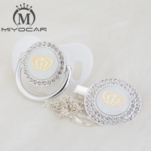 MIYOCAR, 11 цветов, серебряная блестящая золотая корона, шикарная соска и соска, клипса, BPA бесплатно, пустышка, блестящая, уникальный дизайн, GCR2-1 - Цвет: GCR2-2-1 0-6m