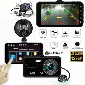 

4" Car DVR Touch Screen 1080P Full HD Dual Lens Dash Cam Front and Rear Camera Video Recorder Ultra-clear Night Vision Recorder