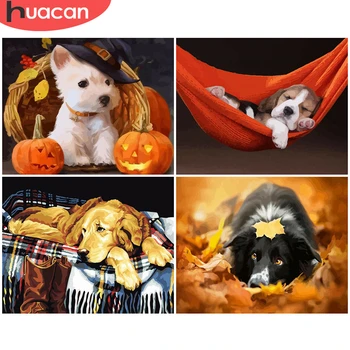 

HUACAN DIY Pictures By Number Dog Kits Painting By Numbers Animal Drawing On Canvas Hand Painted Paintings Art Gift Home Decor