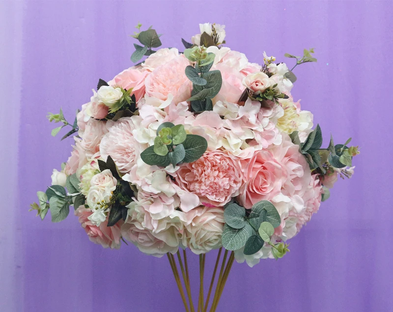 JAROWN Customize Artificial Rose Hydrangea Flower Ball Wedding Table Centerpiece Decor Flower Half Ball Stand Set Home Party Decor (29)