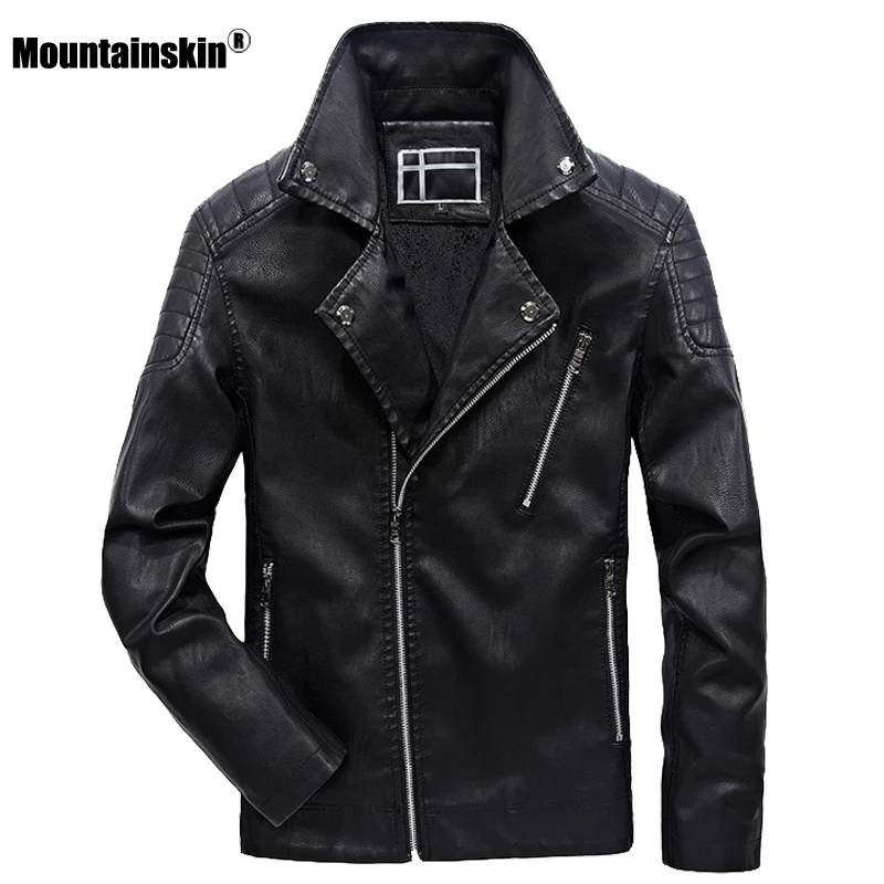 

Mountainskin New Leather Jacket Mens 2019 Winter Men's Fashion Motorcycle Jacket PU windproof Coat Male Brand Clothing 6XL SA805