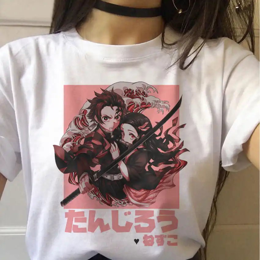 Футболка Демон убийца Harajuku Kimetsu No Yaiba футболка оверсайз Женская винтажная