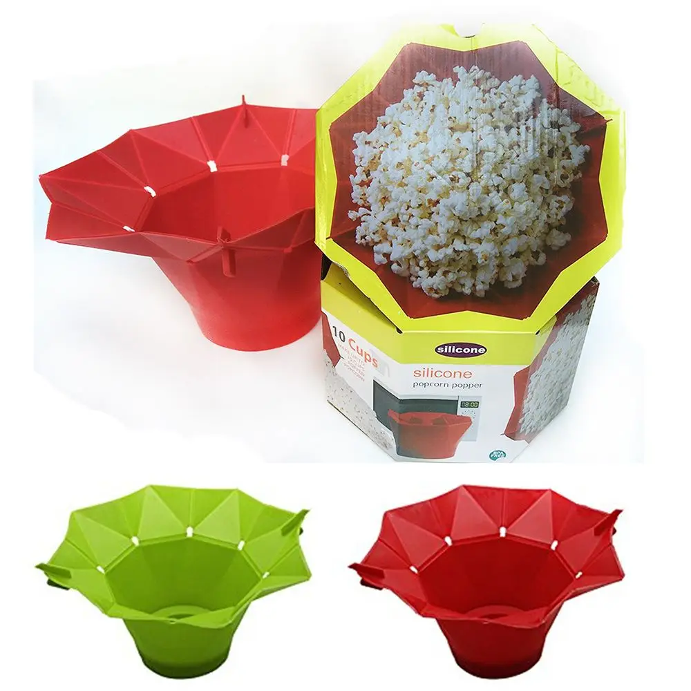 

Hot New Popcorn Microwave Foldable Red Silicone High Quality Kitchen Easy Tools DIY Popcorn Bucket Bowl Maker New Arrival