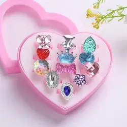 Bagues en résine pour enfants, lot de 12 pièces, design de dessin animé, ensemble de bagues pour filles, boîte de présentation de bijoux, jouet cadeau pour enfants, F6R3 
