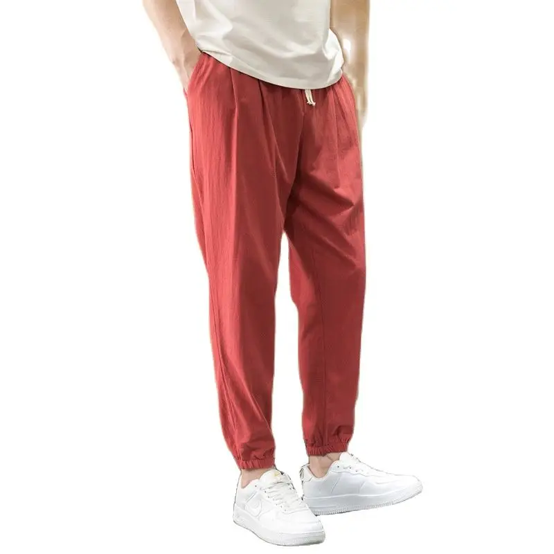 

Loose Cotton Linen Pants Mens Fashion Harem Pants Men Streetwear Size M-5XL Casual Solid Color Joggers Sweatpants Men Trousers
