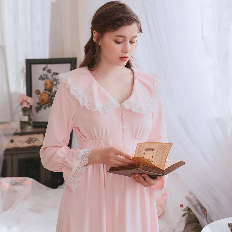 Женское платье для сна с длинным рукавом на осень и зиму бархатная ночная рубашка