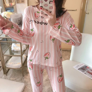 

2020 Spring Summer Casual Pajama Sets For Women Premium Cotton Good Quality Leisure Pyjamas Loose Comfort Female Sleepwear