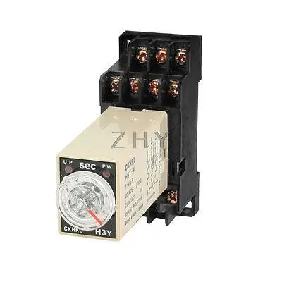 

DC 24V H3Y-4 0-5 Seconds 5S 4PDT 14 Pins Power on Time Delay Relay w Socket