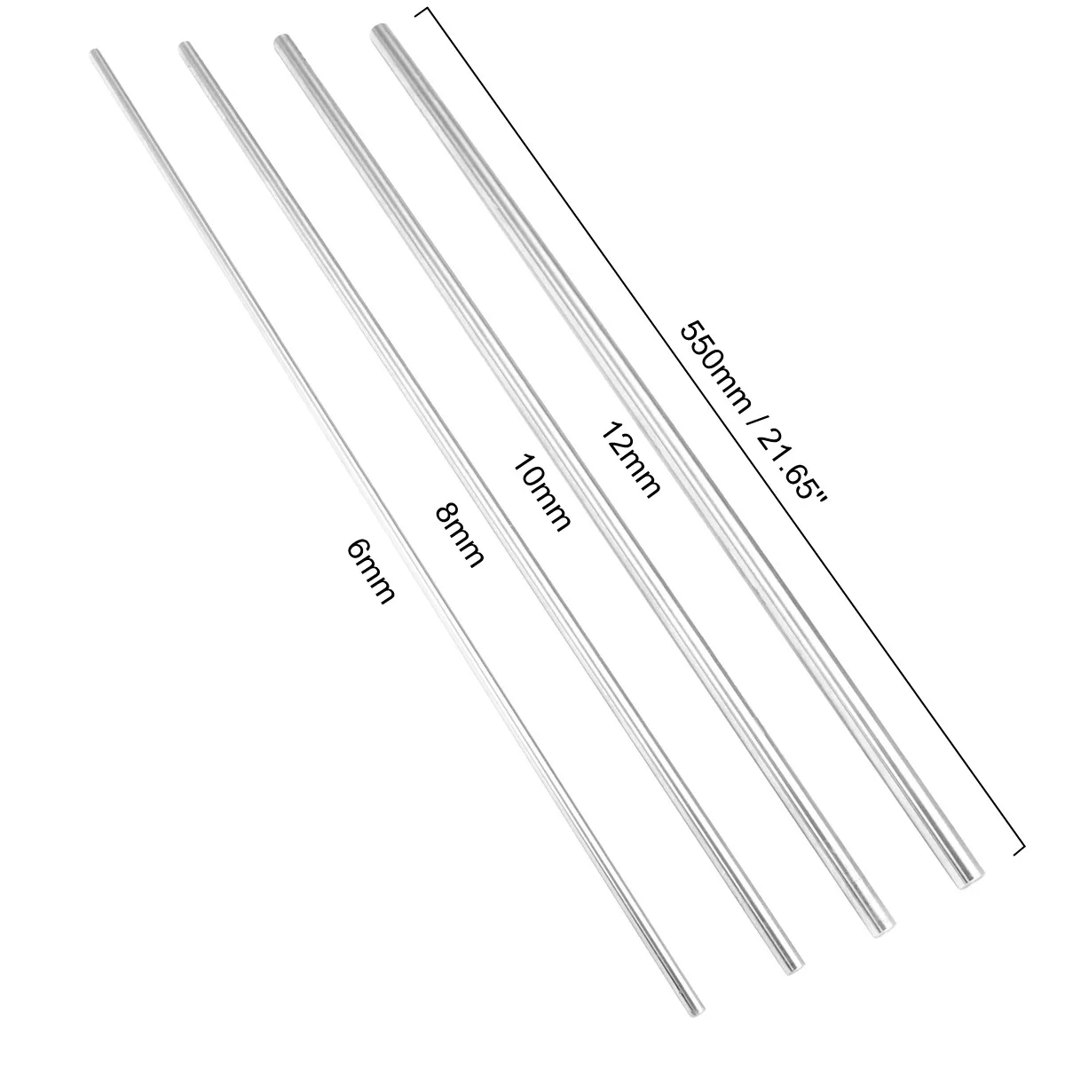 6/8/10/12mm Dia Rod Length Linear Shaft Cylinder Linear Shaft Rail CNC 3D Printers Parts Chrome Plated Guide Slide Part 550 mm