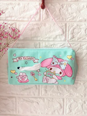 Зеленый IVYYE Melody Stitch Kuromi Аниме Плюшевые коробки для салфеток домашний бумажный чехол украшение держатель для салфеток автомобильный карман коробка унисекс для девочек Новинка - Цвет: Зеленый