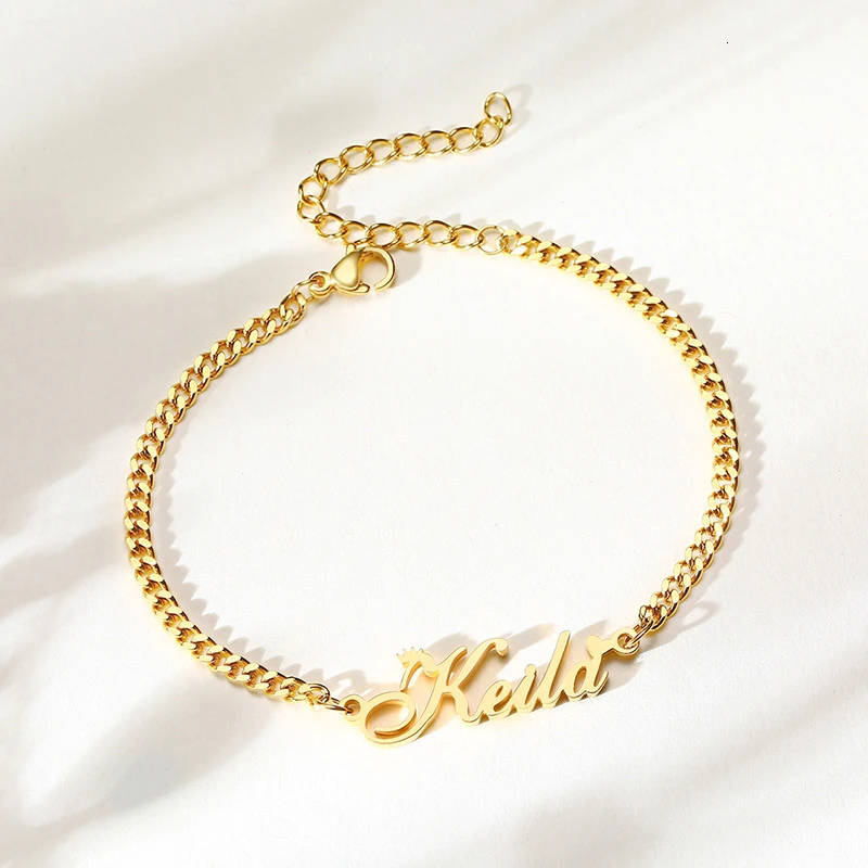 Женский браслет на заказ с именем короны из золота и серебра минималистичные Изящные инициалы браслет лучший друг подарки