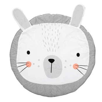 

90CM Kids Play Game Mats Round Carpet Rugs Mat Cotton Crawling Blanket Floor Carpet For Kids Room Decoration INS Baby Gifts rabb