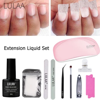 

LULAA Professional Nail Fiber Extension Gel Set Liquid Reinforcement Repair Fiber Sheet Set Manicure Tools