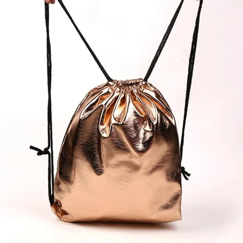 Сумка на шнурке с карманом на ремешке из искусственной кожи для хранения сплошной цвет подарочная спортивная сумка маленькие Мини